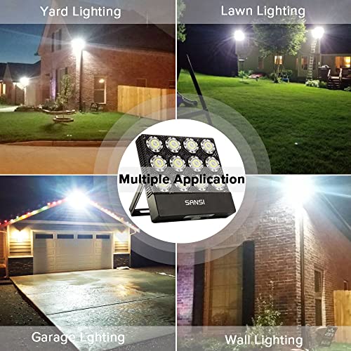 SANSI 60-70W (500w Equiv.) Outdoor LED Security Flood Light with Plug, Daylight 5700K, Super Bright 7000lm, IP66 Waterproof