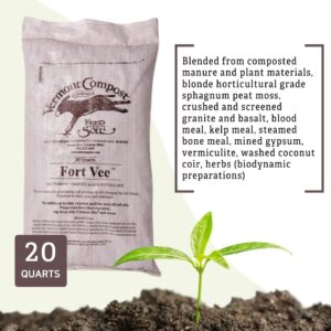 Vermont Compost Company Fort Vee - Organic Potting Soil Mix | High-Nutrient Compost-Based Potting Soil for Indoor & Outdoor Container Seed Starting, Plants & Vegetables Organic Gardening | 20 Quarts