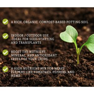 Vermont Compost Company Fort Vee - Organic Potting Soil Mix | High-Nutrient Compost-Based Potting Soil for Indoor & Outdoor Container Seed Starting, Plants & Vegetables Organic Gardening | 20 Quarts