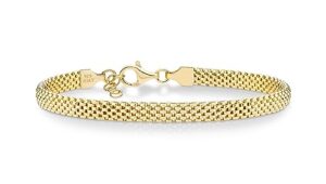 miabella 18k gold over sterling silver italian 5mm mesh link chain bracelet for women, 925 made in italy (length 6.5 inches (x-small))