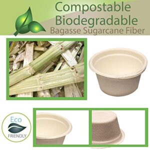 Upper Midland Products 2 oz Compostable Bagasse Souffle Cups, 200 Pack