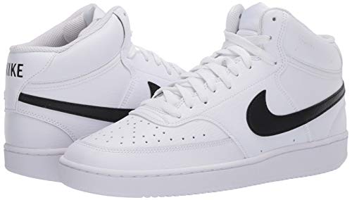 Nike Men's Court Vision Mid Sneaker, White/Blackwhite, 7.5 Regular US