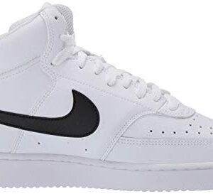 Nike Men's Court Vision Mid Sneaker, White/Blackwhite, 7.5 Regular US