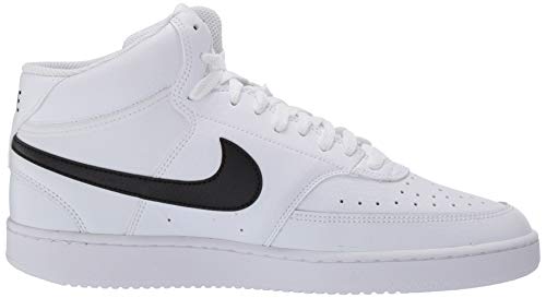 Nike Men's Court Vision Mid Sneaker, White/Blackwhite, 7.5 Regular US