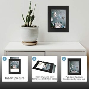 Golden State Art, 10 Pack Acid-Free Cardboard Frames, 11x14 Slip in Mats Pre-Adhesive Mat Board for 8x10 Photos, Paper Frames for Picture Holder, Includes 10 Clear Bags, Dark Black