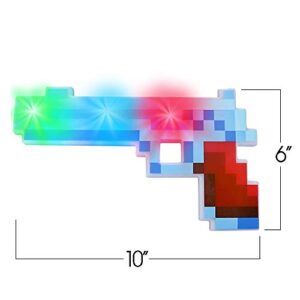 ArtCreativity 10 Inch Light Up Pixel Pistol Toy with Flashing LEDs - Cool Retro Pixelated Plastic Pistol - Video Game Party Supplies - Kids Halloween Gun Prop - Batteries Included