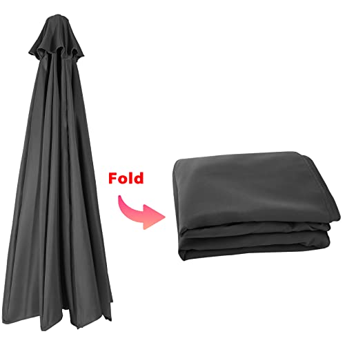 ABCCANOPY 9ft Outdoor Umbrella Replacement Top Suit 8 Ribs (Dark Gray)
