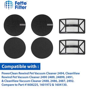 Fette Filter - Vacuum Filter Compatible with Bissell Rewind Pet Vacuum. Compare to Part # 1608225, 1601972 & 1604130. Combo Pack