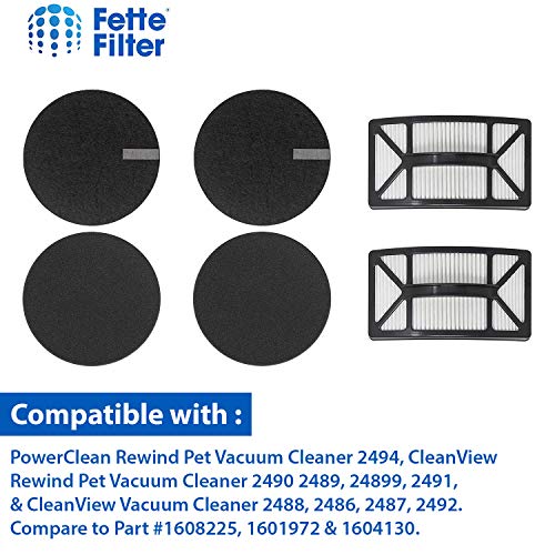 Fette Filter - Vacuum Filter Compatible with Bissell Rewind Pet Vacuum. Compare to Part # 1608225, 1601972 & 1604130. Combo Pack