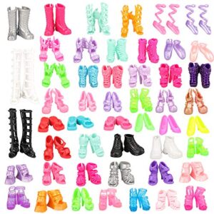miunana 50 pairs doll shoes high heel shoes doll boots flat shoes set for 11.5 inch girl dolls fashionista shoe lots
