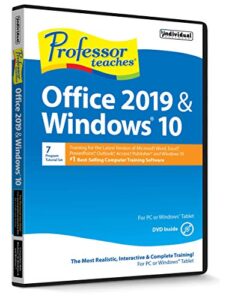 professor teaches office 2019 & windows 10 - training software for microsoft office & windows 10 includes interactive training for word, excel, powerpoint, outlook, access & publisher & windows 10