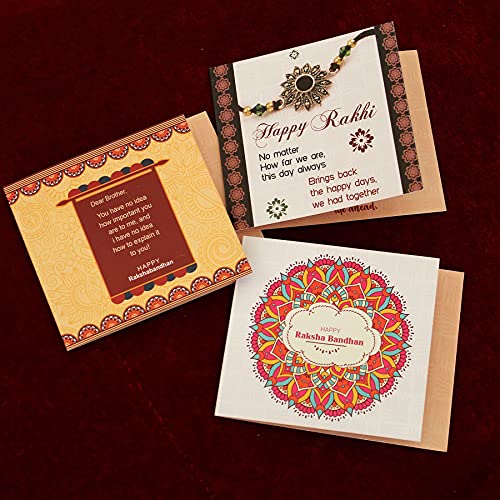 TIED RIBBONS Rakhi for Brother Set of 2 Rakhi Set | Greeting Card | Roli Chawal Packet - Raksha bandhan Rakhi Bracelet for Brother Rakhi for Bhaiya | Bro Rakhi Thread | Bhai Rakhi Gifts for Brother
