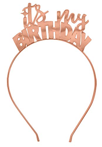 RhinestoneSash Birthday Tiara Rose Gold - It's My Birthday Tiara Headband - Birthday Party Decorations, Hair Accessories- HdBd(ItMyBD) RG