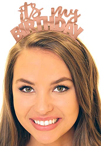 RhinestoneSash Birthday Tiara Rose Gold - It's My Birthday Tiara Headband - Birthday Party Decorations, Hair Accessories- HdBd(ItMyBD) RG