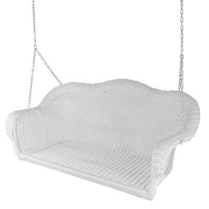 northlight 50" white stripe outdoor patio resin wicker swing with chain