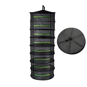 nxqilixiang herb drying rack net dryer hanging dry net 8 layer collapsible hanging dryer with zipper net carrying case indoor and outdoor for herb beans fish vegetable drying (8 layers - with zipper)