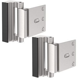 door lock for home security (2-pack) - easy to install door latch device, aluminum construction, satin nickel locks | child proof & tamper resistant
