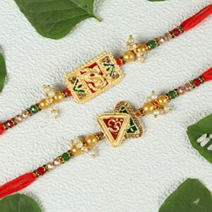 TIED RIBBONS Rakhi for Brother Set of 2 Rakhi | Rakhi Card | Roli Chawal Tika | - Raksha bandhan Rakhi Bracelet for Brother Rakhi Set of 2 | Rakhi Thread | Rakhi Gifts for Brother