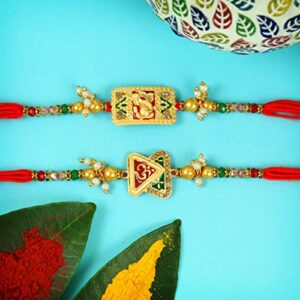 TIED RIBBONS Rakhi for Brother Set of 2 Rakhi | Rakhi Card | Roli Chawal Tika | - Raksha bandhan Rakhi Bracelet for Brother Rakhi Set of 2 | Rakhi Thread | Rakhi Gifts for Brother