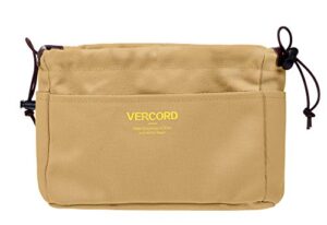 vercord canvas handbag organizers, sturdy purse insert organizer bag in bag, 10 pockets khaki small