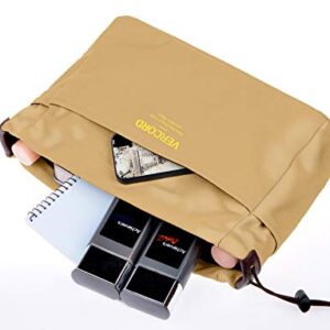 Vercord Canvas Handbag Organizers, Sturdy Purse Insert Organizer Bag in Bag, 10 Pockets Khaki Small