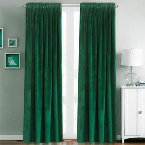 roslynwood velvet curtains forest green rod pocket & clip rings drapes emerald green 63 inch thermal insulated for bedroom 2 panels (w52'' x l63'', emerald green)
