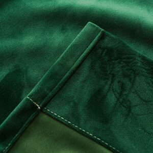 Roslynwood Velvet Curtains Forest Green Rod Pocket & Clip Rings Drapes Emerald Green 63 inch Thermal Insulated for Bedroom 2 Panels (W52'' x L63'', Emerald Green)