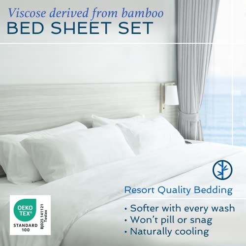 100% Viscose Derived from Bamboo Sheets Queen - Cooling Luxury Bed Sheets w Deep Pocket - Silky Soft - Black