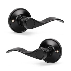 knobwell 1 pack dummy door handle lever door handle - leversets for closets/hallway with a matte black finish, levers for both left and right handed doors (no lock/latch)