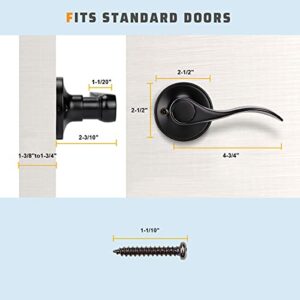 KNOBWELL 1 Pack Dummy Door Handle Lever Door Handle - Leversets for Closets/Hallway with a Matte Black Finish, Levers for Both Left and Right Handed Doors (No Lock/Latch)