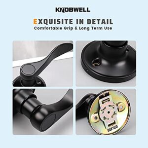 KNOBWELL 1 Pack Dummy Door Handle Lever Door Handle - Leversets for Closets/Hallway with a Matte Black Finish, Levers for Both Left and Right Handed Doors (No Lock/Latch)