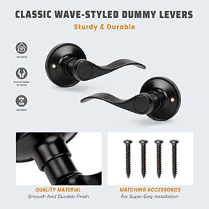 KNOBWELL 1 Pack Dummy Door Handle Lever Door Handle - Leversets for Closets/Hallway with a Matte Black Finish, Levers for Both Left and Right Handed Doors (No Lock/Latch)