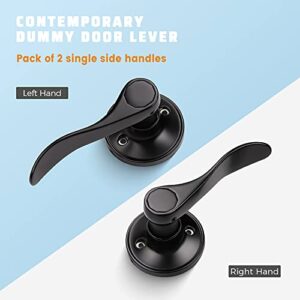 KNOBWELL 1 Pack Dummy Door Handle Lever Door Handle - Leversets for Closets/Hallway with a Matte Black Finish, Levers for Both Left and Right Handed Doors (No Lock/Latch)