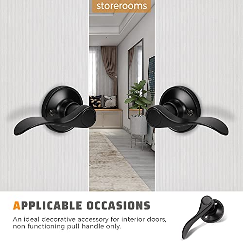 KNOBWELL 1 Pack Dummy Door Handle Lever Door Handle - Leversets for Closets/Hallway with a Matte Black Finish, Levers for Both Left and Right Handed Doors (No Lock/Latch)