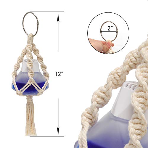 Wiwaplex Mini Macrame Plant Hanger, 2 Pcs Plant Holder Car Charm, Handmade Car Rear View Hanging Planter Cotton Rope for Car Home Decorations, 4 Legs, 12 Inch