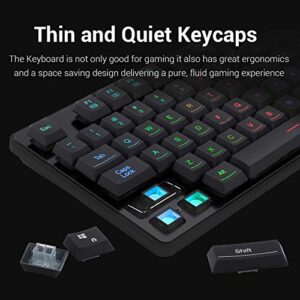 Redragon S107 Gaming Keyboard and Mouse Combo Wired Mechanical Feel RGB LED Backlit Keyboard 3200 DPI Gaming Mouse for Windows PC (Black)