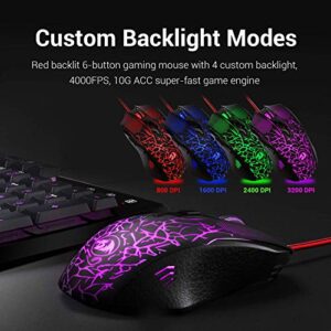 Redragon S107 Gaming Keyboard and Mouse Combo Wired Mechanical Feel RGB LED Backlit Keyboard 3200 DPI Gaming Mouse for Windows PC (Black)