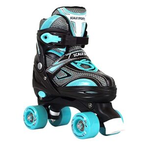 Scale Sports Adjustable Roller Skates for Kids Teen and Ladies Small Size Turquoise