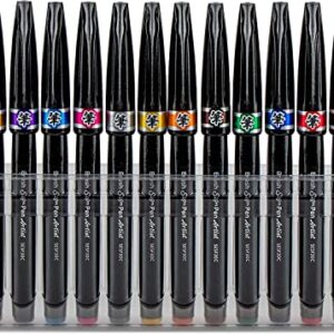 Pentel Arts Sign Pen Micro Brush Tip, Assorted Colors (A/B/C/D/E/F/G/N/P/S/V/Y), 12-PK Plastic Box (SESF30CPC12)