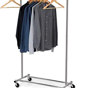 Auledio Clothes Garment Rack, Commercial Grade Clothes Rolling Heavy Duty Storage Organizer on Wheels with Adjustable Clothing Rack , Holds up to 200 lbs, Chrome (One Head)