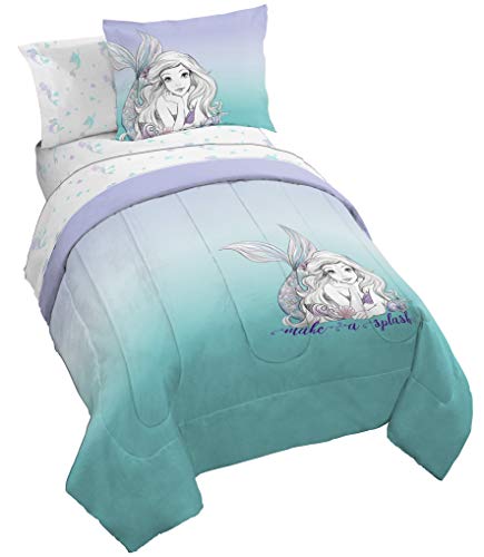 Jay Franco Disney The Little Mermaid Make A Splash 7 Piece Full Bed Set - Includes Comforter & Sheet Set - Bedding Features Ariel - Super Soft Fade Resistant Microfiber - (Official Dinsey Product)…