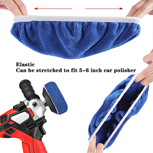 AUTDER 9 Inch & 10 Inch Car Polisher Pad Bonnet, Waxers Bonnet Set, Woollen+Cotton+Microfiber+Coral Fleece, 2 Pcs for Each, Pack of 8 Pcs