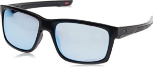 oakley men's oo9264 mainlink rectangular sunglasses, polished black/prizm deep water polarized, 61 mm