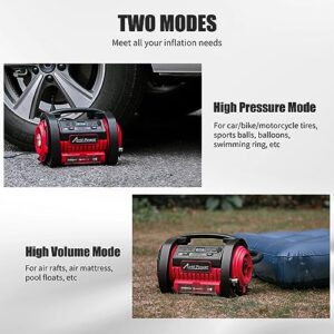 AVID POWER Tire Inflator Portable Air Compressor, 12V DC / 120V AC Car Tire Pump, Air Mattress Pump with Inflation and Deflation Modes, Dual Powerful Motors, Digital Pressure Gauge