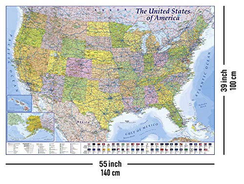 XXL USA Map Premium Poster Giant America Map with all States 55" x 39" MAPS IN MINUTESÙ (55"x39")