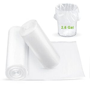clear trash bags - 100 clear 2.6 gallon small garbage bags（white） for home office kitchen trash can bathroom bedroom…