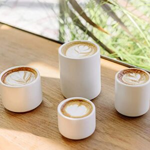 Fellow Monty Milk Art Espresso Cups - Small Double Wall Ceramic Demitasse, Matte White with Copper Base, 3 oz Cup (Set of 2)