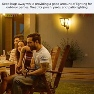 LOHAS Yellow LED Bug Light Bulbs Outdoor, Dusk to Dawn Sensor Yellow Bug Light Bulb Outside, A19 Amber Porch Light Non-Attracting, 40W Equivalent 2000K E26 Auto On/Off, for Patio Deck Backyard, 4 Pack