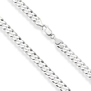 Miabella Solid 925 Sterling Silver Italian 7mm Diamond Cut Cuban Link Curb Chain Necklace for Men Women (Length 22 Inches)