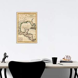 Historic Map - L'Ancien et Le Nouveau Mexique, Avec La Floride Et La Basse Loui/Colonial era Map of The Gulf Coast, Florida, Texas, Central America, 1787 - Vintage Wall Art 44in x 64in